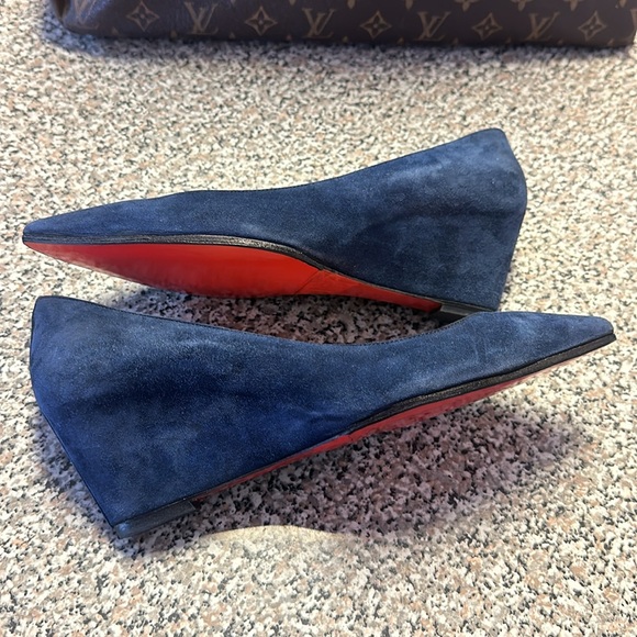 Christian Louboutin Blue Suede Wedge Heels EU 39 - Picture 8 of 14